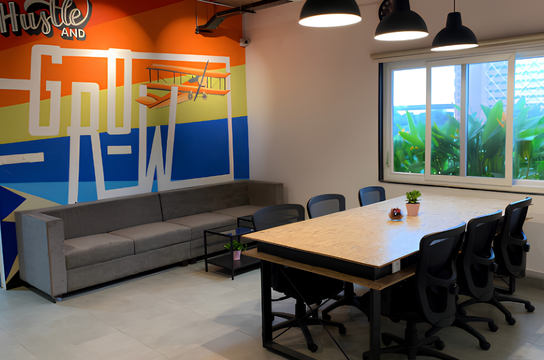 Hot desk coworking area at Unispace